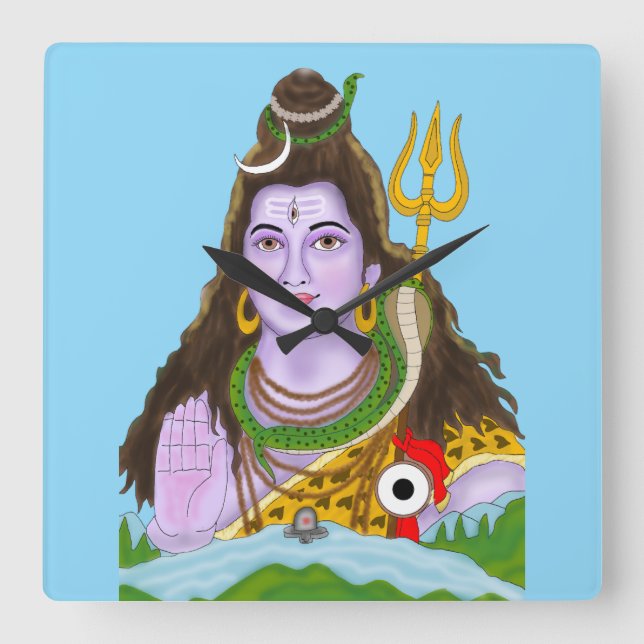 Lord Shiva Wall Clock Fyrkantig Klocka (Framsida)