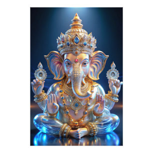 Lord Shree Ganesha Crystal & Diamond Sculpture Fototryck