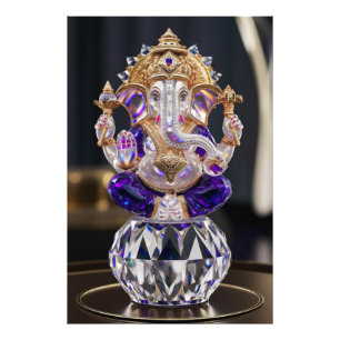 Lord Shree Ganesha Crystal & Diamond Sculpture Fototryck