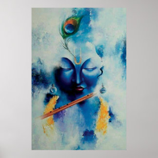 Lord Shree Krishna Artistic Design Wall Art Poster