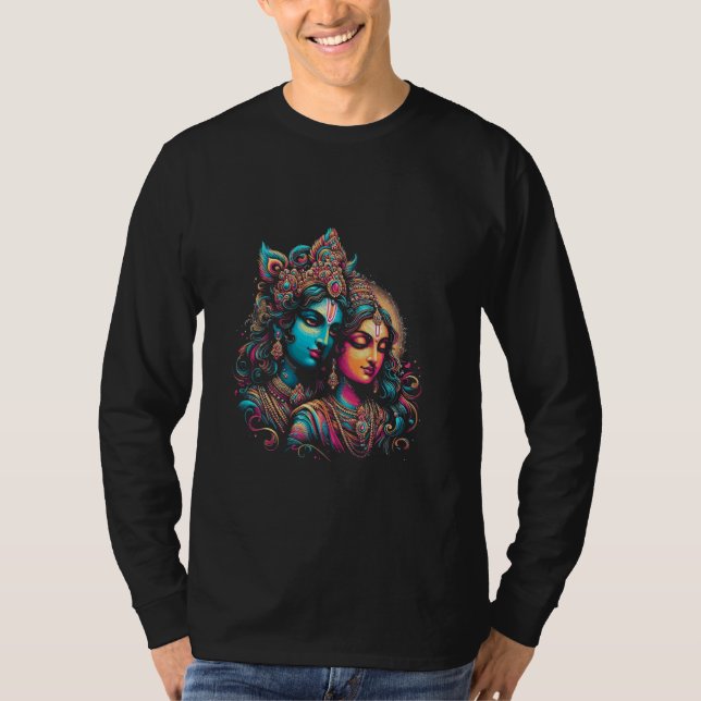 Lord Shri Krishna Radha Radhika Hindu God Älskare  T Shirt (Framsida)
