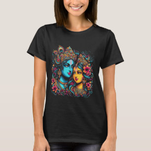 Lord Shri Krishna Radha Rani Radhika God Älskare D T Shirt