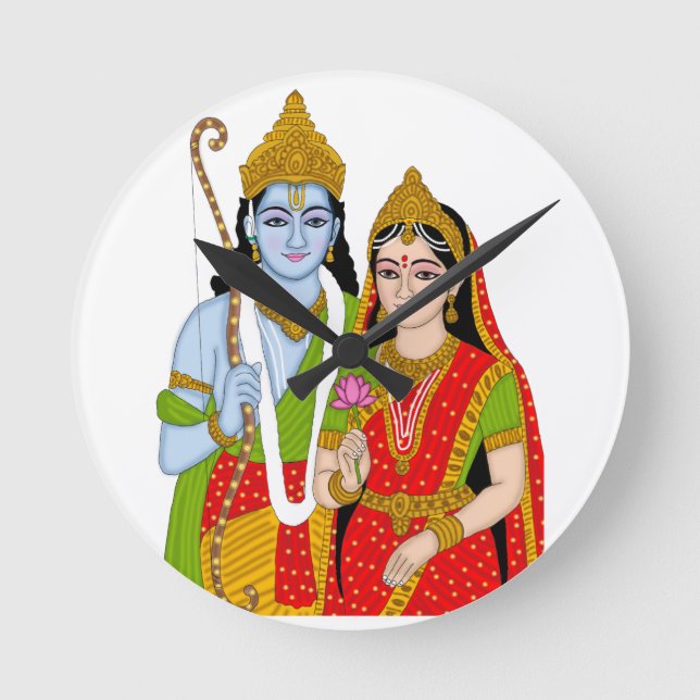 Lord Sitaram-klocka – gudomlig väggdekor och hemin Rund Klocka (Framsida)