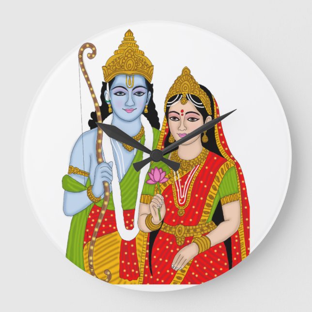 Lord Sitaram-klocka – gudomlig väggdekor och hemin Stor Klocka (Framsida)