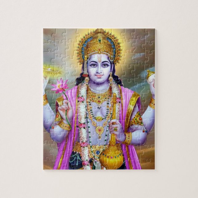 Lord Vishnu Blommigt Fine Art Pussel (Vertikal)