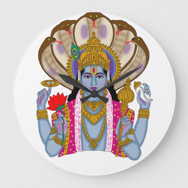 Lord Vishnu Clock Stor Klocka (Framsida)