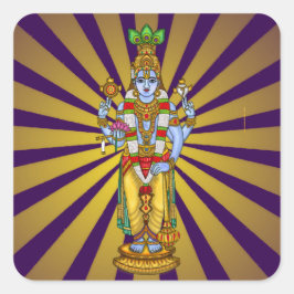 Lord Vishnu-dekal Fyrkantigt Klistermärke