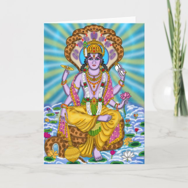 Lord Vishnu Greeting Card Kort (Framsida)