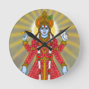 Lord Vishnu-klocka – gudomlig väggkonst och heminr Rund Klocka