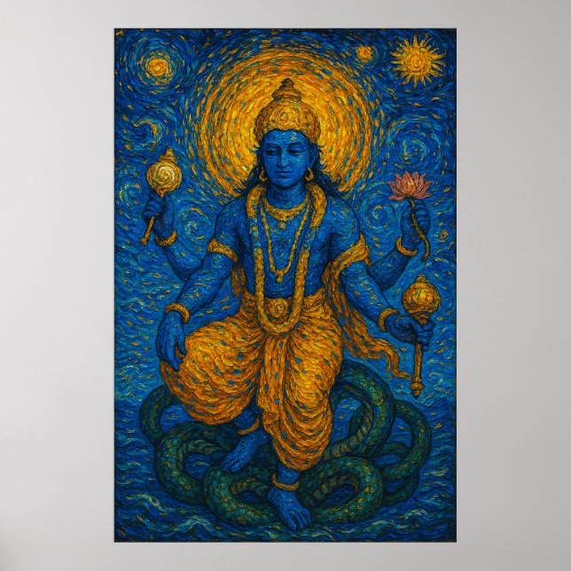 Lord Vishnu Preserver från det allmänna konstverke Poster (Framsidan)