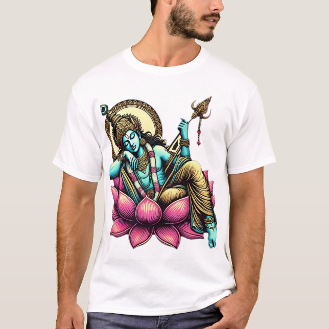 "Lord Vishnu Resting on the Lotus: Symbol of Cosmi T Shirt (Framsida)