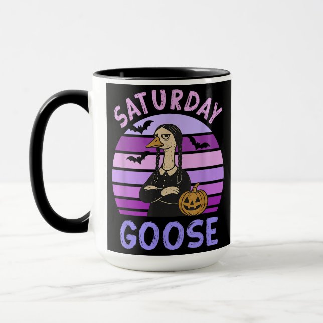 Lördag Goose Funny Goose Halloween Mugg (Vänster)