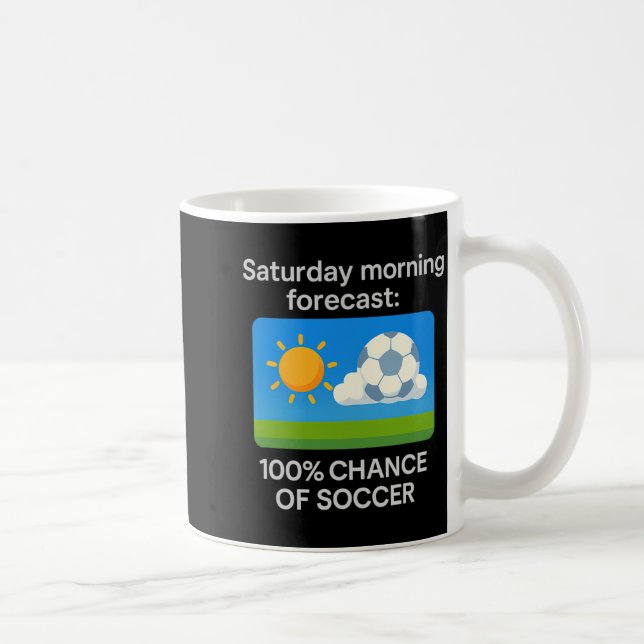 Lördag Morgon Prognos 100 Procents chans för fotbo Kaffemugg (Höger)