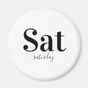 Lördag Typografi Modern Black & White Magnet