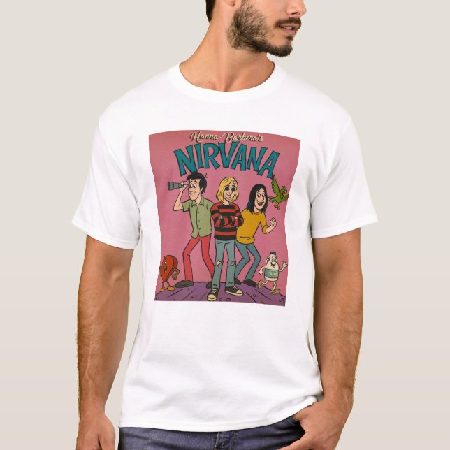 Lördagsmorgon Nirvana- tecknade serier T Shirt (Framsida)