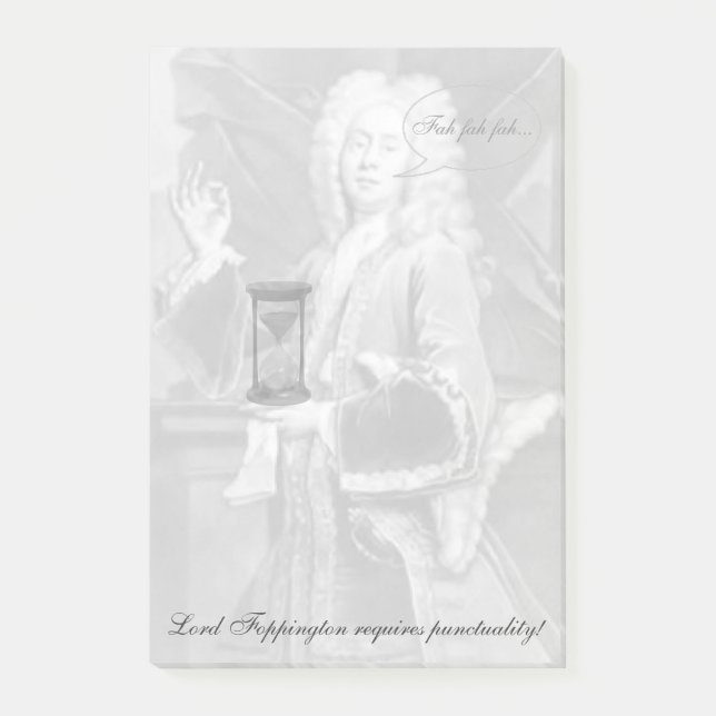 Lorden F. kräver punktlighet! Rolig Perfectionism Post-it Block (Framsida)