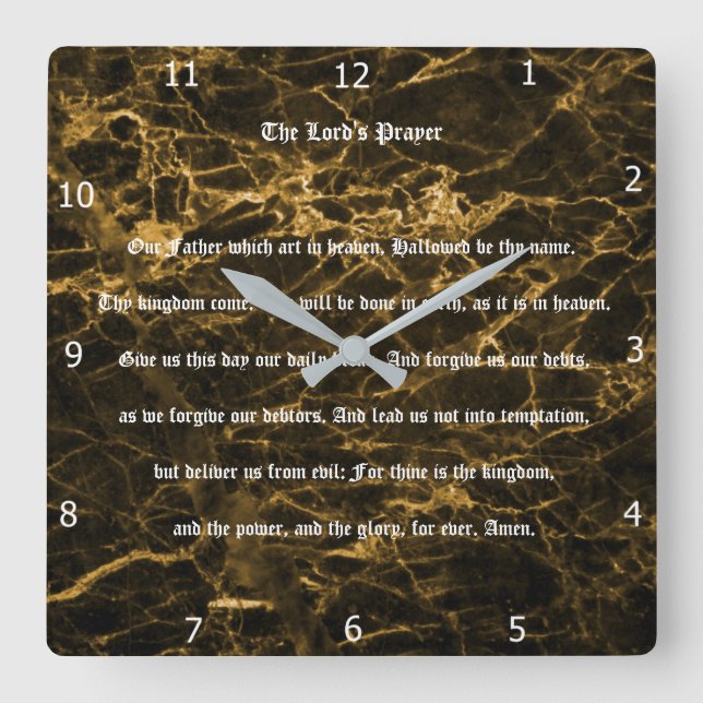 LORDENS PRAYER SQUARE WALL CLOCK FYRKANTIG KLOCKA (Framsida)