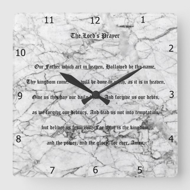 LORDENS PRAYER SQUARE WALL CLOCK FYRKANTIG KLOCKA (Framsida)