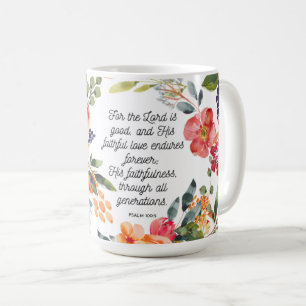 Lord's Kärlek Endures Psalm Bright Blommigt Mugg