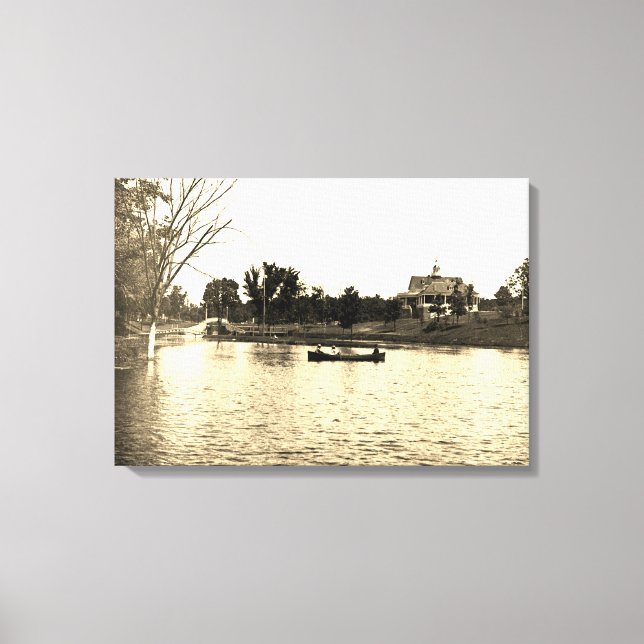 Lords Park Elgin Illinois Lagoon Pavillion Canvastryck (Framsida)