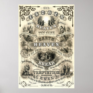 LORD's PRAYER as Taught by Jesus 1876 Poster