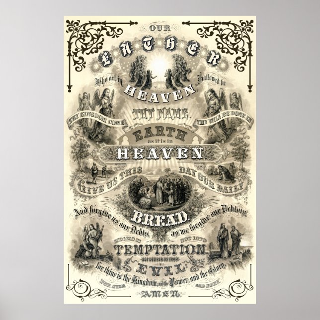 LORD's PRAYER as Taught by Jesus 1876 Poster (Framsidan)