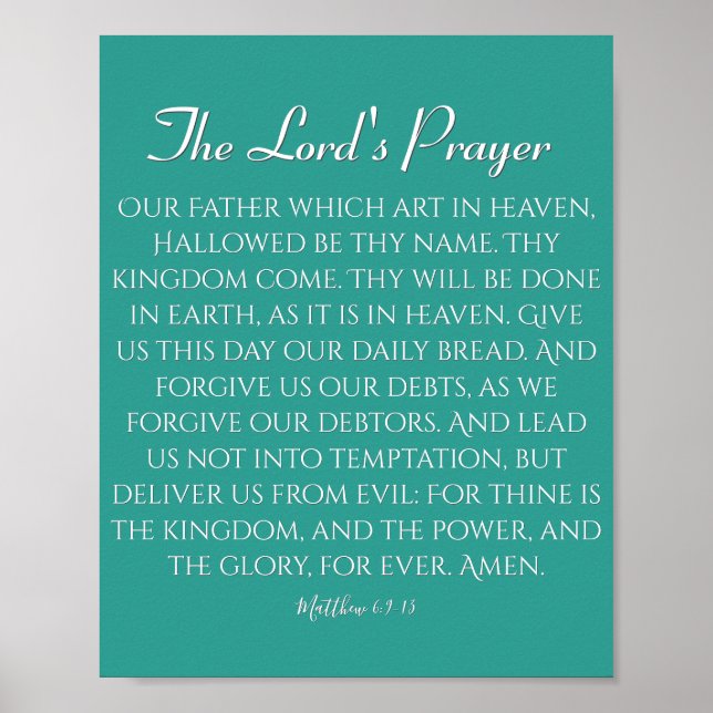 Lord's Prayer Blue-Grönten Poster (Framsidan)