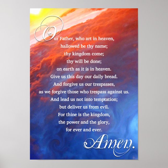 Lords Prayer Christian Inspirational Andlig Poster (Framsidan)