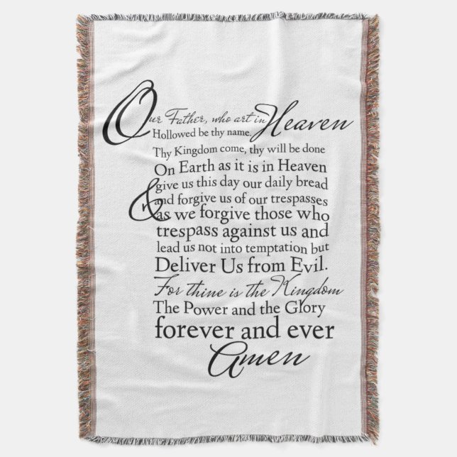 Lords Prayer Christian Scripture Bible Filt (Framsidan Vertikal)