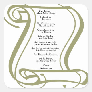 Lords Prayer Fyrkantigt Klistermärke