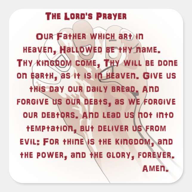 Lord's Prayer Fyrkantigt Klistermärke (Framsida)