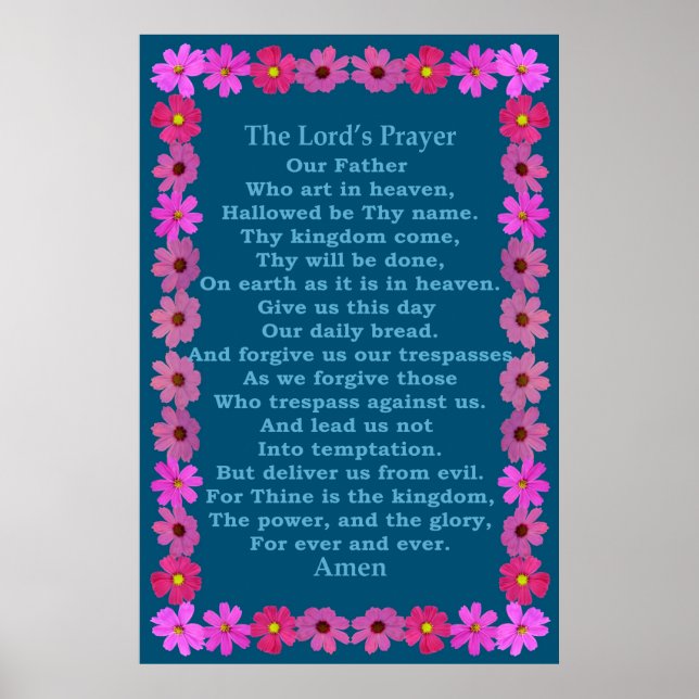Lord's Prayer i en Rosa Cosmos Ram Poster (Framsidan)