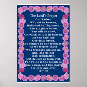 Lord's Prayer i en Rosa Hollyhock Ram Poster