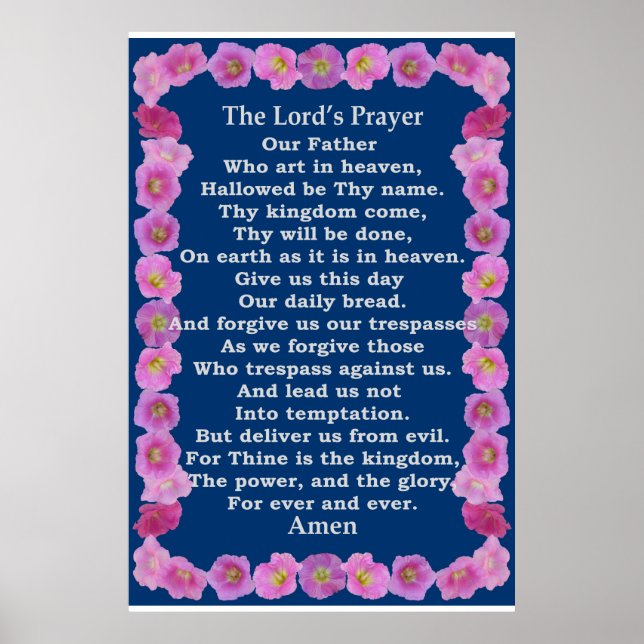 Lord's Prayer i Rosa Hollyhock Ram Poster (Framsidan)