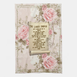Lord's Prayer Kitchen Towel Rosa ros Kökshandduk