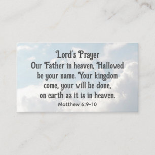 Lord's Prayer, Matthew 6:9-10 Bible Verse Visitkort