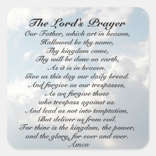 Lord's Prayer, Matthew 6:9-13 Bible Verse Fyrkantigt Klistermärke