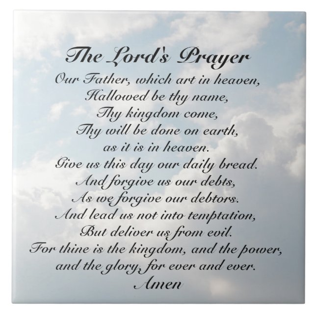 Lord's Prayer, Matthew 6:9-13 Bible Verse Kakelplatta (Framsidan)
