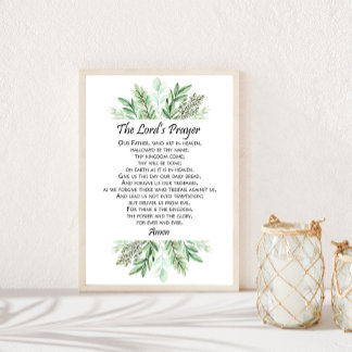 Lord's Prayer med Greenery ~ Matthew 6:9-13 Poster