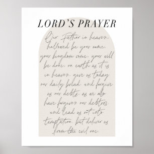Lord's Prayer Minimal Boho Beige Arch-skript Poster