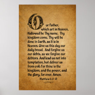 Lord's Prayer (Skriptur: Matthew 6:9-13) Poster