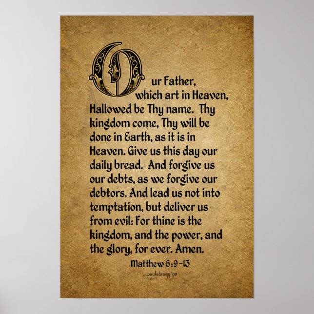Lord's Prayer (Skriptur: Matthew 6:9-13) Poster (Framsidan)