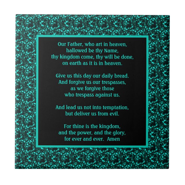 Lord's Prayer Vår Far Abstrakt Gräns     Kakelplatta (Framsidan)