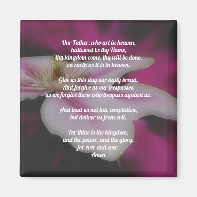 Lord's Prayer Vår Far Clematis Magnet (Framsidan)