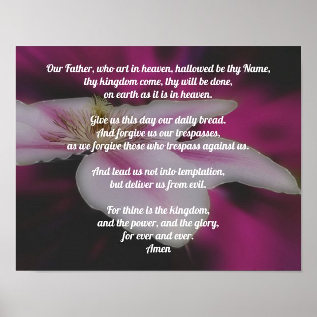 Lord's Prayer Vår Far Clematis Poster (Framsidan)