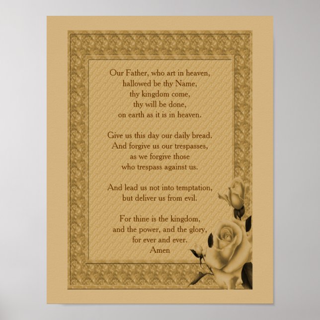 Lord's Prayer Vår Far Rosenknopp Poster (Framsidan)