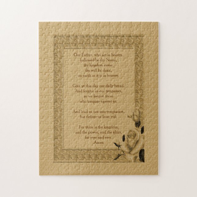 Lord's Prayer Vår Far Rosenknopp Pussel (Vertikal)