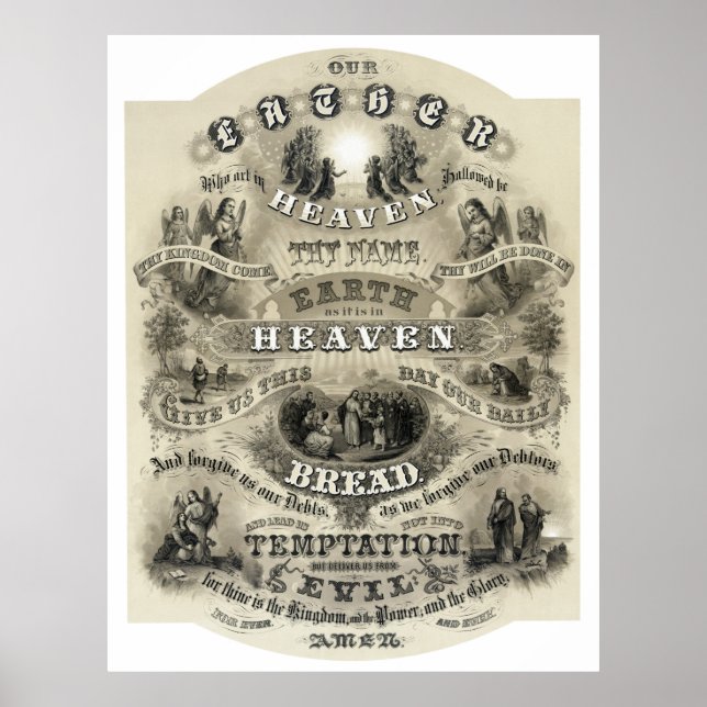LORDS PRAYER VICTORIAN STIL - 1876 POSTER (Framsidan)