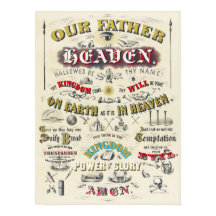 Lord's Prayer Vintage Typography Lithograph