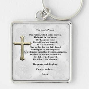 Lord's Prayer (vit) Fyrkantig Silverfärgad Nyckelring